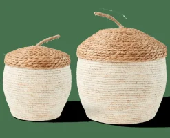 Cheap CASA ALVIN Cesto Portatutto Con Coperchio Marrone, Naturale