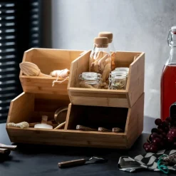 Fashion CASA BAMBOO Organizzatore Impilabile Naturale