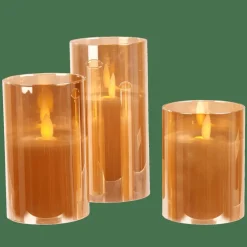 New CASA ION Candele Led Set Di 3 Ambra