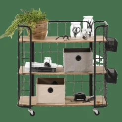 Store CASA OSLO Carrello 3 Mensole Nero, Naturale