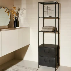 Outlet CASA PHARMA Scaffale Da Parete Con 2 Cassetti Nero