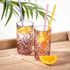 Sale CASA SLURP Set Di 6 Cannucce Riutilizzabili Mix Di 3 Colori Arancione, Viola, Rosa
