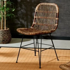 Fashion CASA SUMATRA Sedia Da Pranzo Nero, Marrone