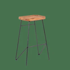 Outlet CASA TEAK Sgabello Da Bar Nero, Naturale