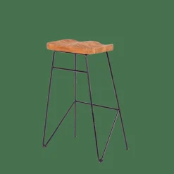Outlet CASA TEAK Sgabello Da Bar Nero, Naturale