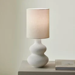 Clearance CASA WHITESTONE Lampada Tav+paralume E27 Bianco Antico