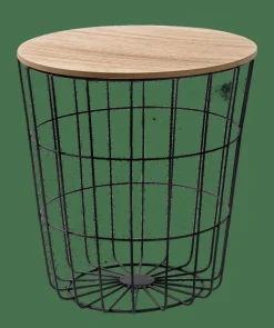 Clearance CASA WIRE Tavolino Portatutto Nero, Naturale