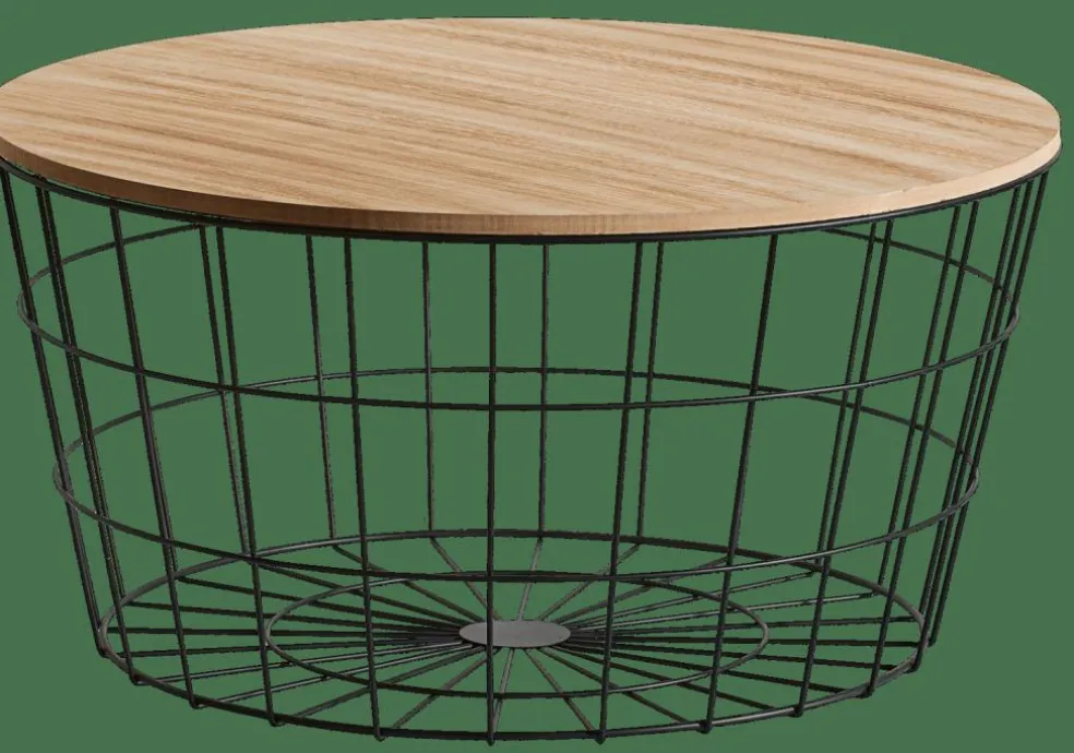 Outlet CASA WIRE XL Tavolino Portatutto XL Nero, Naturale